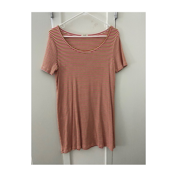 Madewell Swingy Tee Dress in Stripe Stretchy A-Line Ribbed Jersey Modal Cotton - Picture 3 of 6